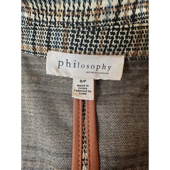 Philosophy Brown Houndstooth Women’s Long Blazer Jacket Size Small Petite - Picture 7 of 9